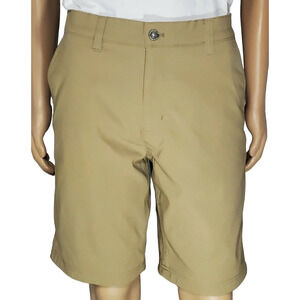 Eddie Bauer Travex Fleece Lined Bermuda Shorts Khaki Size 35 Hiking Outdoors EUC